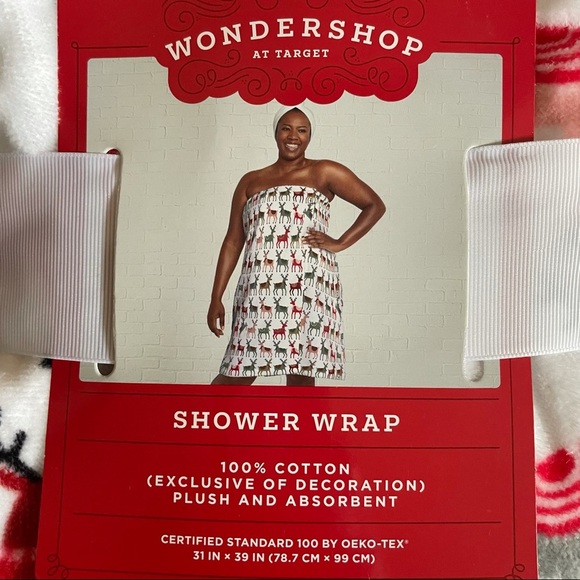NWT Christmas reindeer shower towel wrap for women 100% cotton - Picture 4 of 4